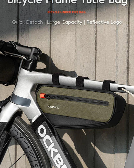 ROCKBROS Bicycle Frame Tube Bag Reflective 1.7L Bike Top Bottom Tube Bag Frame Bag Large Capacity MTB Cycling Pannier Portable