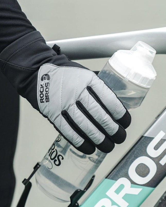 ROCKBROS Bicycle Gloves Breathable Non-slip Cycling Gloves Touch Screen Winter Thermal Warm Full Finger Glove Riding Gloves