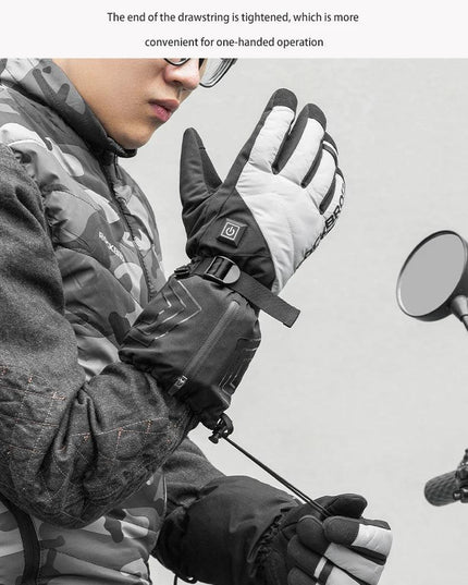 ROCKBROS Warm Heated Gloves Snowmobile Gloves With 3 Levels 4000mAh Rechargeable Battery Powered Electric Thermal Heat Glove