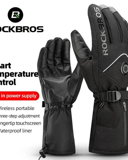ROCKBROS Electric Heated Gloves Warmer Ski Gloves With Battery Powered Snowboard Cycling Glove Non-slip Touch Screen Gloves