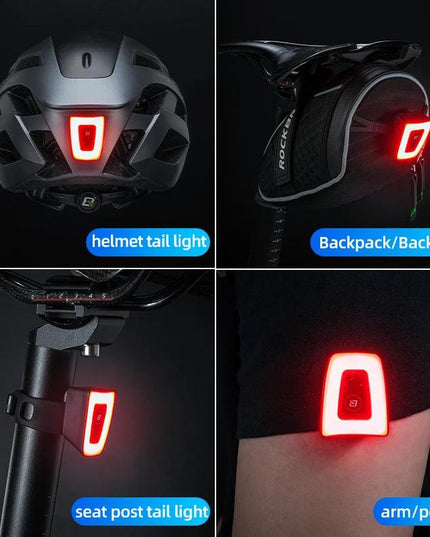 ROCKBROS Bike Light Waterproof Cycling Helmet Taillight Lantern For Bicycle LED USB Rechargeable Safety Night Riding Rear Light