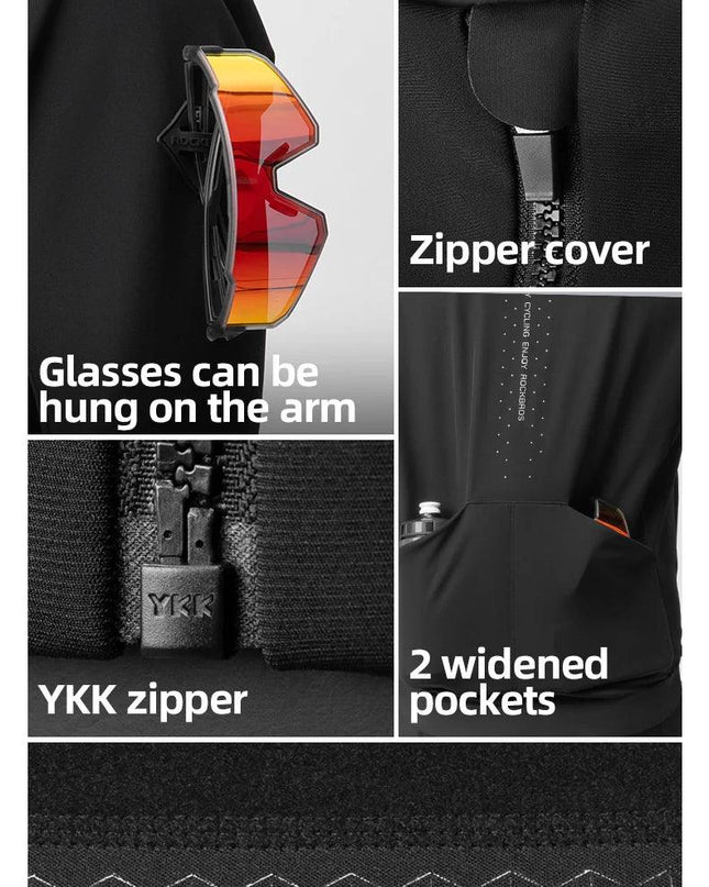 ROCKBROS Windproof Jacket Thermal Fleece Bike Jersey Autumn Winter Outdoor Sport Jacket Coat 0-15°with Italian warm fabric