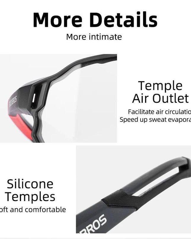 ROCKBROS Photochromic Cycling Glasses Outdoor Sports UV400 Goggles Sunglasses Bicycle Sports Eyewear Running Fishing Glasses