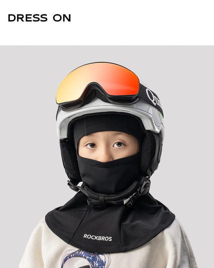 ROCKBROS Children‘s Winter Cycling Caps Riding Face Cover Windproof Outdoor Hiking Warm Neck Face Breathable Bike Hat Balaclava
