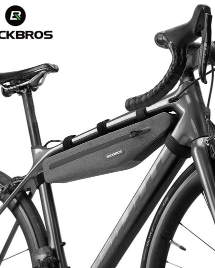 ROCKBROS 1.5L Full Waterproof Bike Bag Front Tube Triangle Lengthed Double Zipper Scratch-resistant Bicycle Bag Bike Accessories