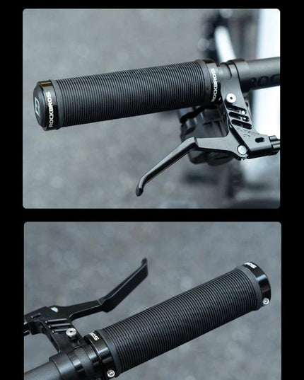 ROCKBROS Bicycle HandleBar Grips Rubber Soft MTB Mountain Bike Grips Dustproof Handlebar Protect Cover Aluminum Alloy Lock Ring
