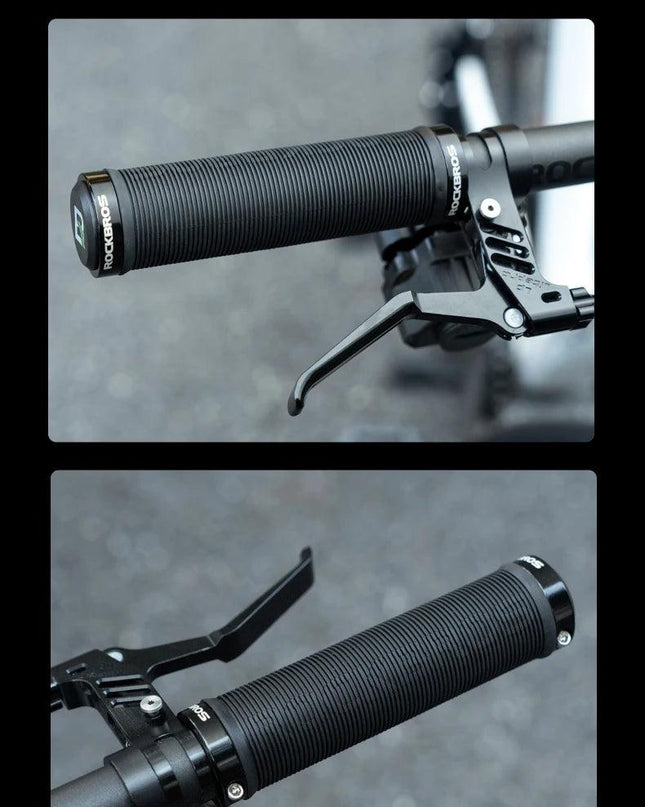 ROCKBROS Bicycle HandleBar Grips Rubber Soft MTB Mountain Bike Grips Dustproof Handlebar Protect Cover Aluminum Alloy Lock Ring