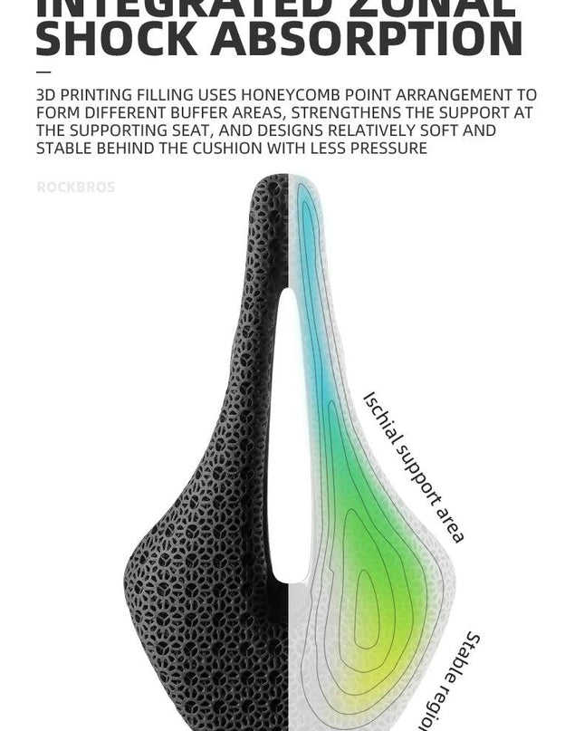 ROCKBROS Ultralight Bicycle Saddle 3D Printing Integrated Zonal Shock Absorption Comfortable MTB Road Bike Seat Spare Parts