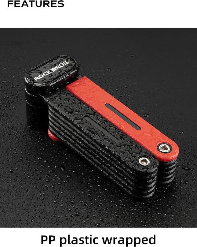 ROCKBROS Bike Foldable Lock Anti-theft Security Chain Cable Padlock 120CM Lengthened Chain Lock MTB Road Portable Cycling Lock