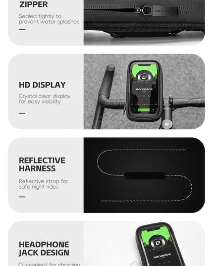 ROCKBROS Phone Bag Stand 270° Rotatable Waterproof Case Handlebar Stand Case Mount Scooter Bicycle Phone Bag Cycling Accessory