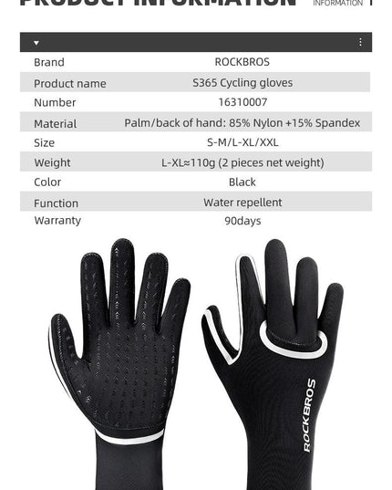 ROCKBROS Winter Warm Gloves Windproof Waterproof Bicycle Sports Mitten Warm Fleece Gloves Non-slip Motorcycle Ski Riding Gloves