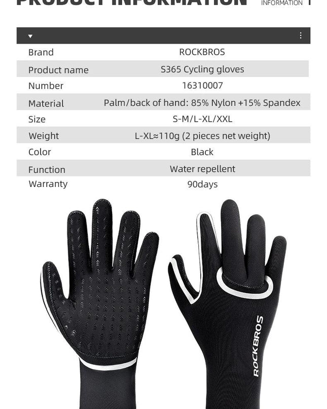 ROCKBROS Winter Warm Gloves Windproof Waterproof Bicycle Sports Mitten Warm Fleece Gloves Non-slip Motorcycle Ski Riding Gloves