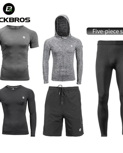 ROCKBROS Men's Tracksuit Gym Fitness Running 5 Pcs/Set Quick Dry Sweat-absorb Compression Sport Suit Clothes Jogging Sport Wear