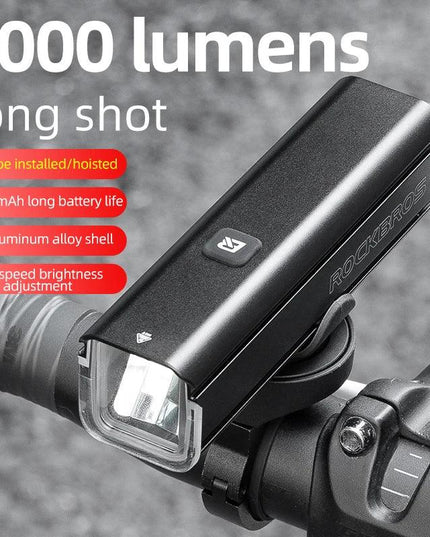 ROCKBROS Bicycle Light 1000LM 4500mAh Bike Light IPX6 Flashlight Aluminum Front Lamp Type-C Charging MTB Road Cycling Highlight