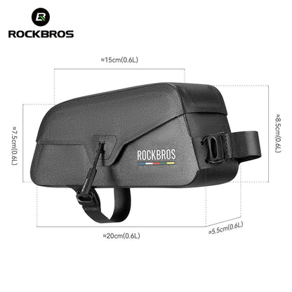 ROCKBROS Waterproof Bicycle Top Tube Bag Lightweight Bike Frame Pack Durable Cycling Storage Bag for Mountain and Road Bikes