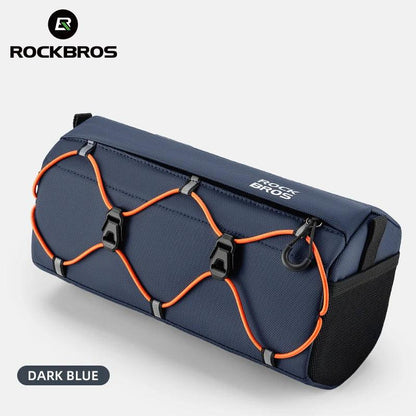 ROCKBROS Bicycle Front Tube Bag 2.2L Capacity Handlebar Bag Waterproof Multifunction Portable Shoulder Bag Tube Bag Elastic Band