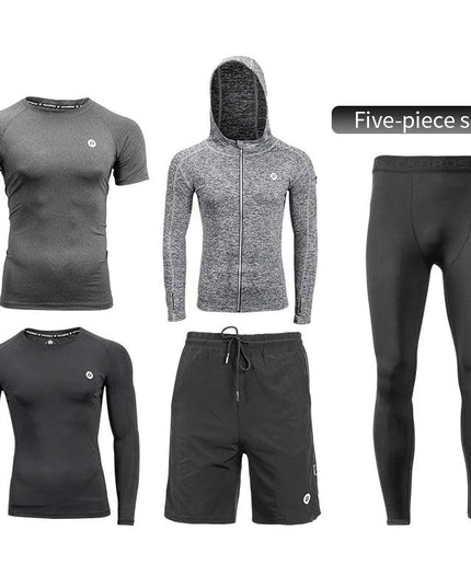 ROCKBROS Men's Tracksuit Gym Fitness Running 5 Pcs/Set Quick Dry Sweat-absorb Compression Sport Suit Clothes Jogging Sport Wear