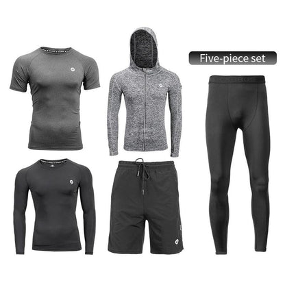 ROCKBROS Men's Tracksuit Gym Fitness Running 5 Pcs/Set Quick Dry Sweat-absorb Compression Sport Suit Clothes Jogging Sport Wear