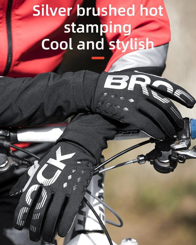 ROCKBROS Bike Glove Winter Warm Windproof Gloves Fleece Long Finger Touch screen Gloves Outdoor Sports Running Riding Mittens