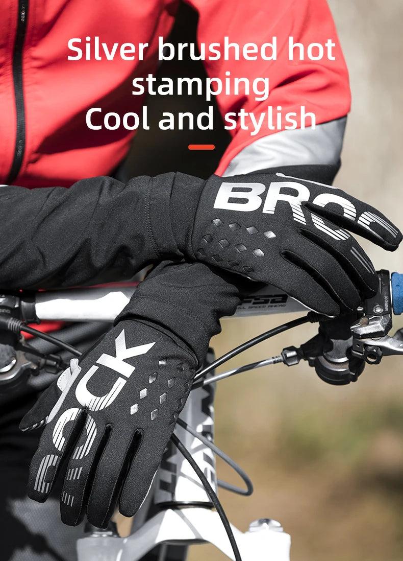 ROCKBROS Bike Glove Winter Warm Windproof Gloves Fleece Long Finger Touch screen Gloves Outdoor Sports Running Riding Mittens