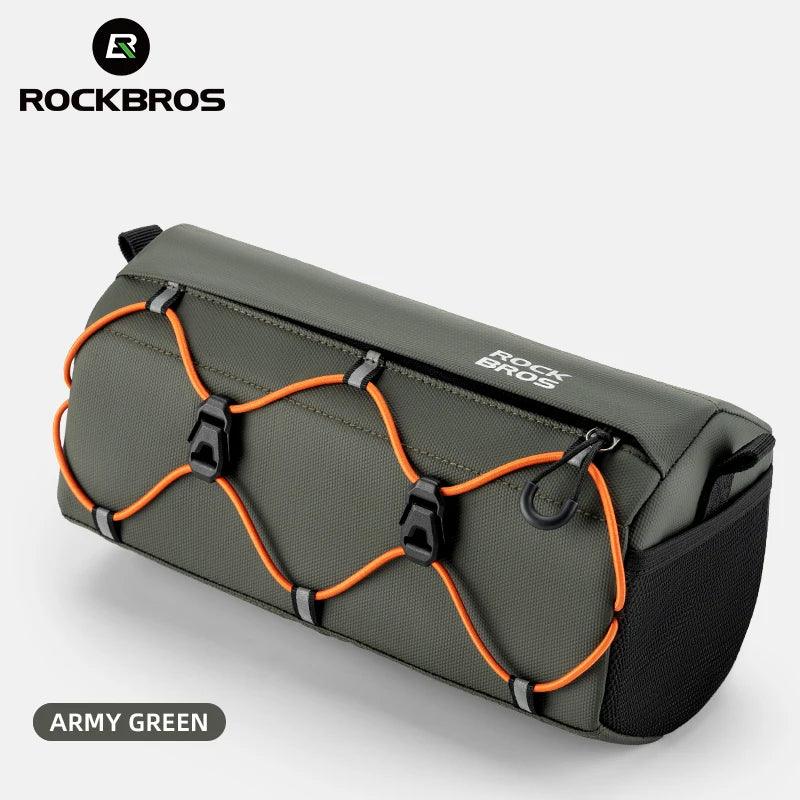 ROCKBROS Bicycle Front Tube Bag 2.2L Capacity Handlebar Bag Waterproof Multifunction Portable Shoulder Bag Tube Bag Elastic Band