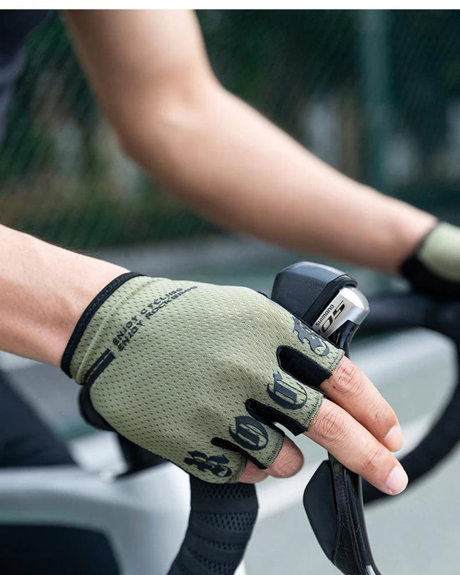 ROCKBROS Half Finger Gloves SBR Palm Pads Breathable Anti-shock Cycling Gloves High Elasticity Fitness Bicycle Fingerless Gloves