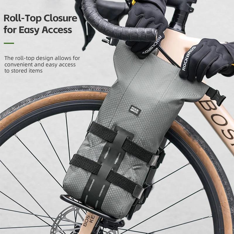 ROCKBROS Cycling Bag 2.7L Capacity Bicycle Front Fork Shelf Bag TPU Material Portable Pannier Bag Luggage Carrier Accessories