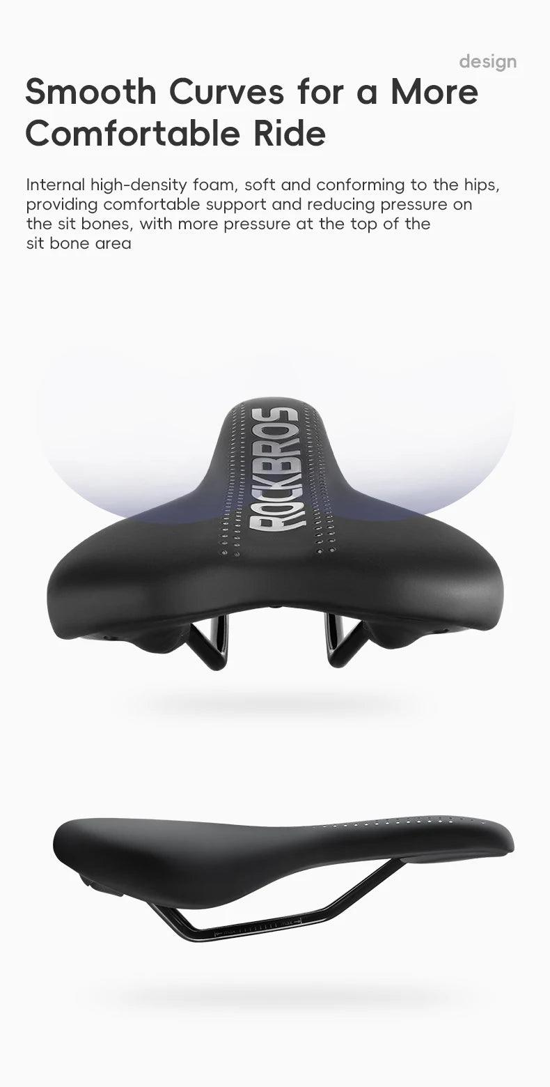 ROCKBROS Bicycle Saddle Comfortable Cycling Cushion Shock Absorption Wear-Resistant Bike Saddle PU Leather Breathable Cushion