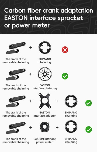 ROCKBROS Ultralight Carbon Fiber Bicycle Crank Chain wheel Spindle 162.5/165/167.5/170/172.5/175MM 52-36T  Transmission Systems