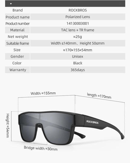 ROCKBROS Polarized Sunglasses Men's Driving Shades Dual-use Lens Camping Hiking Fishing Women UV400 Sports Cycling Eyewear