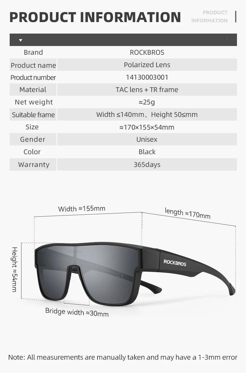 ROCKBROS Polarized Sunglasses Men's Driving Shades Dual-use Lens Camping Hiking Fishing Women UV400 Sports Cycling Eyewear