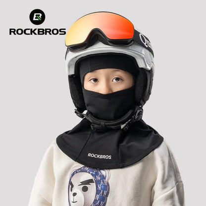 ROCKBROS Children‘s Winter Cycling Caps Riding Face Cover Windproof Outdoor Hiking Warm Neck Face Breathable Bike Hat Balaclava