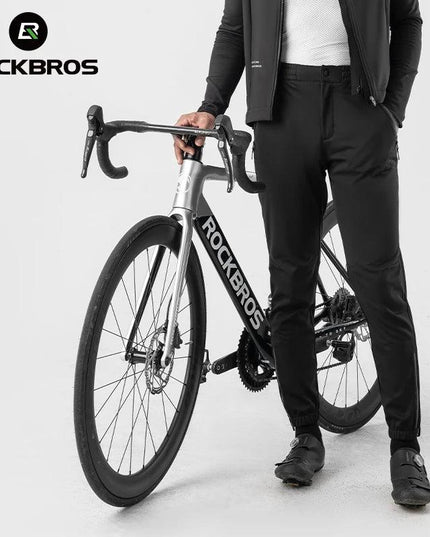 ROCKBROS Winter Thick Fleece Pants Windproof Cycling Pants Men Outdoor Camping Thermal Warm Casual Pants Ski Trousers Sweatpants
