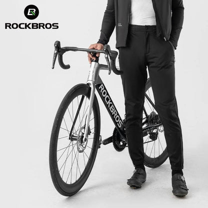 ROCKBROS Cycling Pants Windproof Warm Autumn Winter Bike Pants Fleece-lined Long Pants Riding Fitness Trousers Sport Equipment