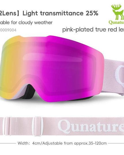 Qunature Ski Goggles Large Frame Snowboard Snow Goggles Double Layers UV400 Anti-fog Ski Glasses Skiing Outdoor Sport Eyewear