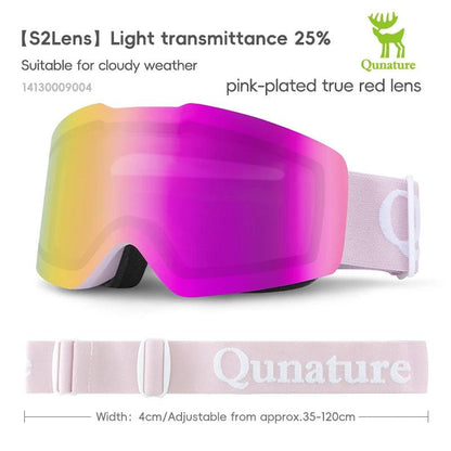 Qunature Ski Goggles Large Frame Snowboard Snow Goggles Double Layers UV400 Anti-fog Ski Glasses Skiing Outdoor Sport Eyewear