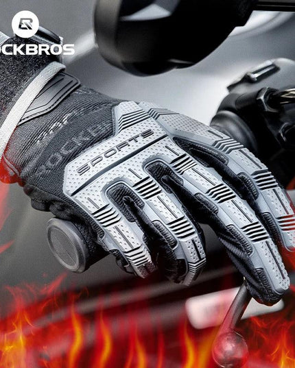 ROCKBROS Tactical Gloves SBR Thickened Pad Cycling Gloves Shockproof Breathable GEL Bike Gloves Winter Warmer Full Finger Sport
