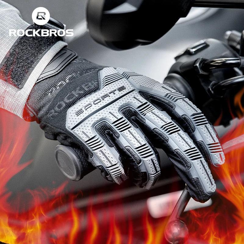 ROCKBROS Tactical Gloves SBR Thickened Pad Cycling Gloves Shockproof Breathable GEL Bike Gloves Winter Warmer Full Finger Sport