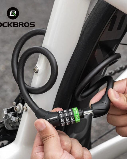 ROCKBROS Bike Cable Lock MTB Road Bicycle Anti-Theft Password Lock PVC Steel Cable Lock for Motorcycle Scooter Bike Accessories