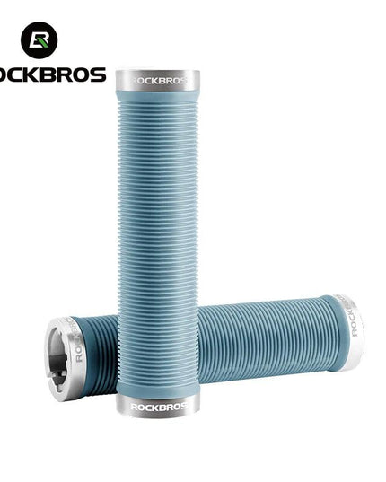 ROCKBROS Bicycle HandleBar Grips Rubber Soft MTB Mountain Bike Grips Dustproof Handlebar Protect Cover Aluminum Alloy Lock Ring