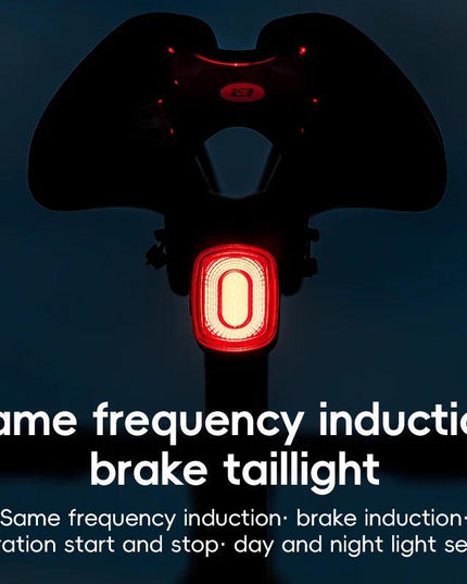 ROCKBROS Bicycle Tail Light Same Frequency Induction Brake Taillight IPX6 Waterproof Light Type-C Night Riding Warning Light
