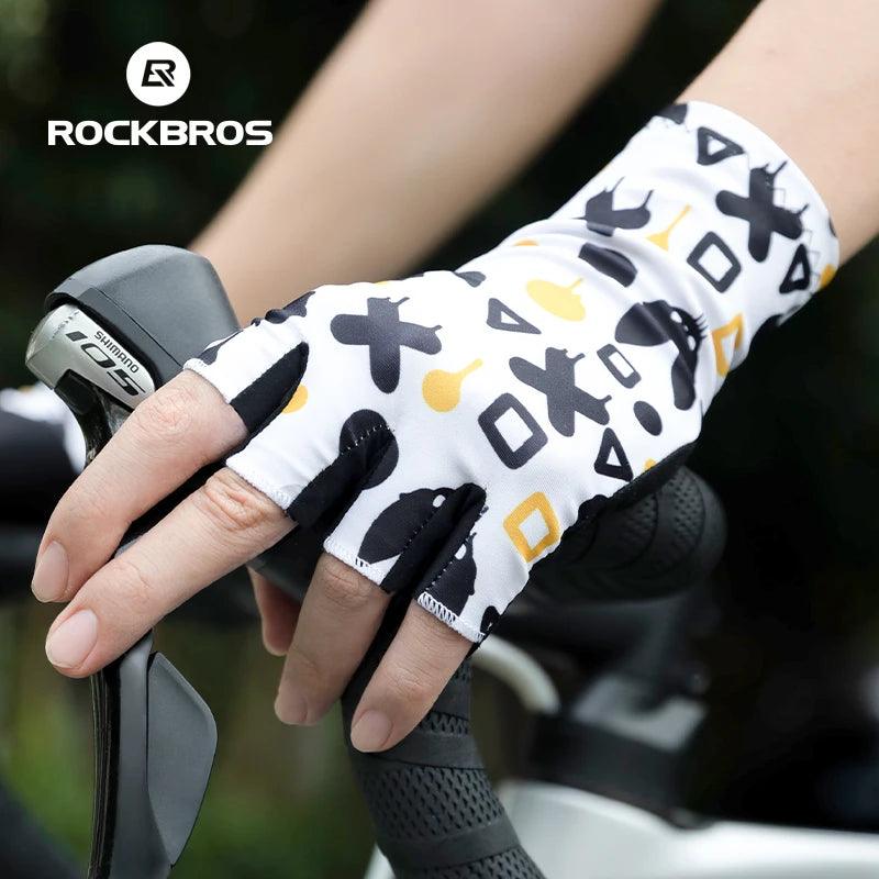 ROCKBROS Cycling Gloves Half Finger Summer Men Women Gloves Breathable Anti Slip MTB Road Bike Gloves Fitness Shock-absorbing