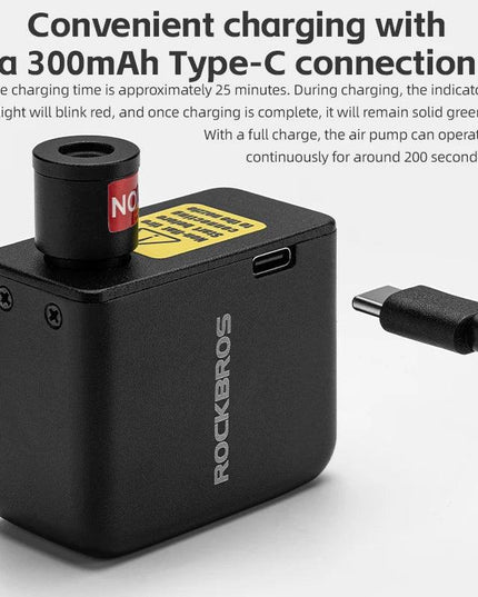 ROCKBROS Mini Electric Air Pump Portable 100PSI Rechargeable Compressor Tire Inflator For Car Bike Motorcycle Bicycle Pump