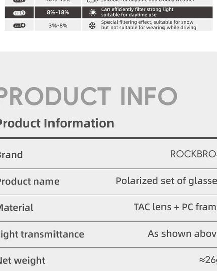 ROCKBROS Cycling Sunglasses Polarized UV Protection Set Glasses Frame for Myopia Glasses Running Fishing Cyling Goggles