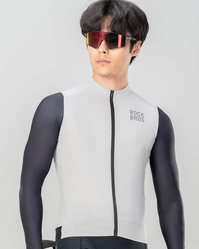 ROCKBROS Cycling Jersey Breathable Long Sleeved Quick Drying With Rear Pocket Bicycle Clothing Non-slip Sweatshirt Cycling Suit
