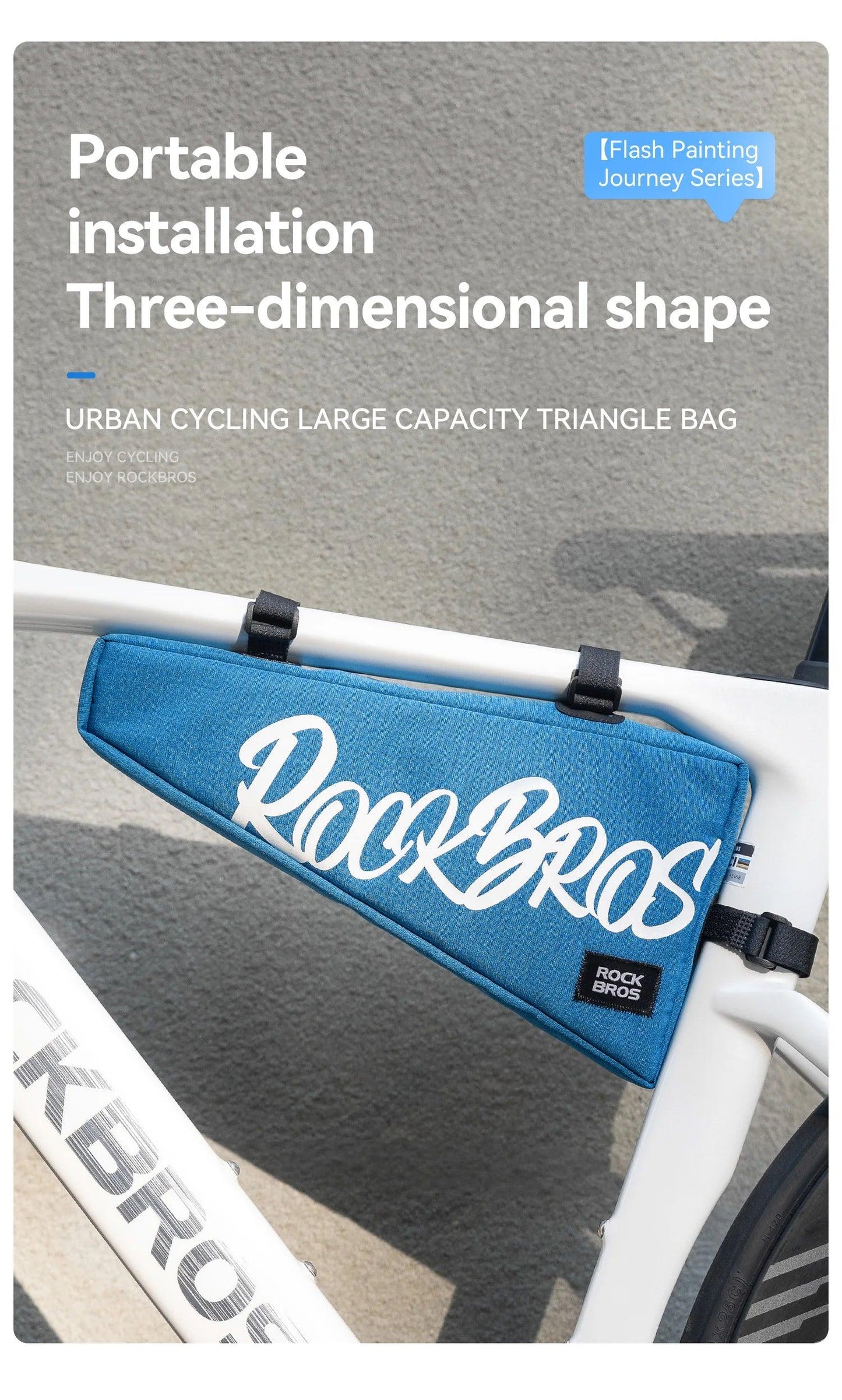 ROCKBROS Cycling Triangle Top Tube Bag Lightweight Bike Frame Pack for Tools and Accessories 1.9L large Capacity Triangle Bag