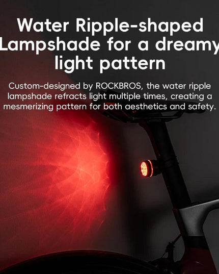 ROCKBROS Bicycle Tail Light Smart Auto Brake Sensing Light Waterproof Rear Touch-sensitive Cycling Taillight Vibration Wake-up