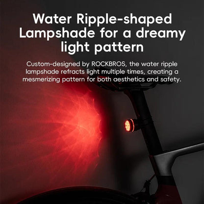 ROCKBROS Bicycle Tail Light Smart Auto Brake Sensing Light Waterproof Rear Touch-sensitive Cycling Taillight Vibration Wake-up