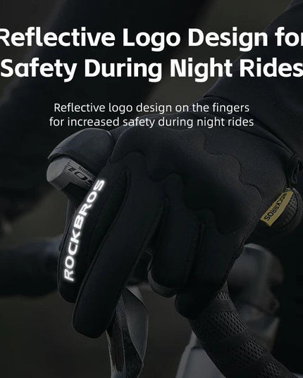 ROCKBROS Winter Gloves Touch screen Windproof Bike Cycling Gloves Full Finger Ski Non-Slip Warm Sports Motorcycle Hiking Gloves