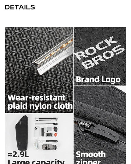 ROCKBROS Bicycle Bag Rainproof Cycling Top Tube Frame Bag Reflective Large Capacity MTB Road Bike  Pannier Bag Wear-resistant